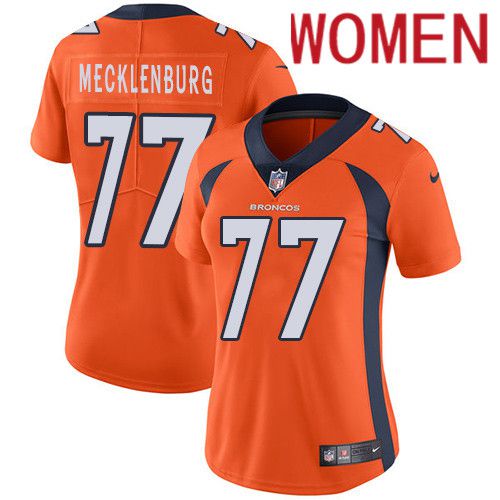 Women Denver Broncos #77 Karl Mecklenburg Orange Nike Vapor Limited NFL Jersey->women nfl jersey->Women Jersey